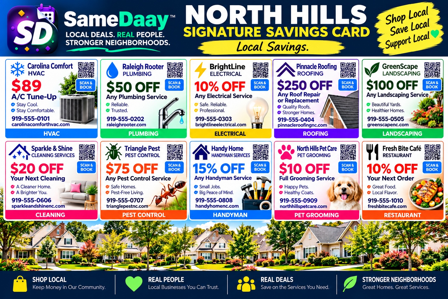 North Hills Signature Savings Card back page with local business offers